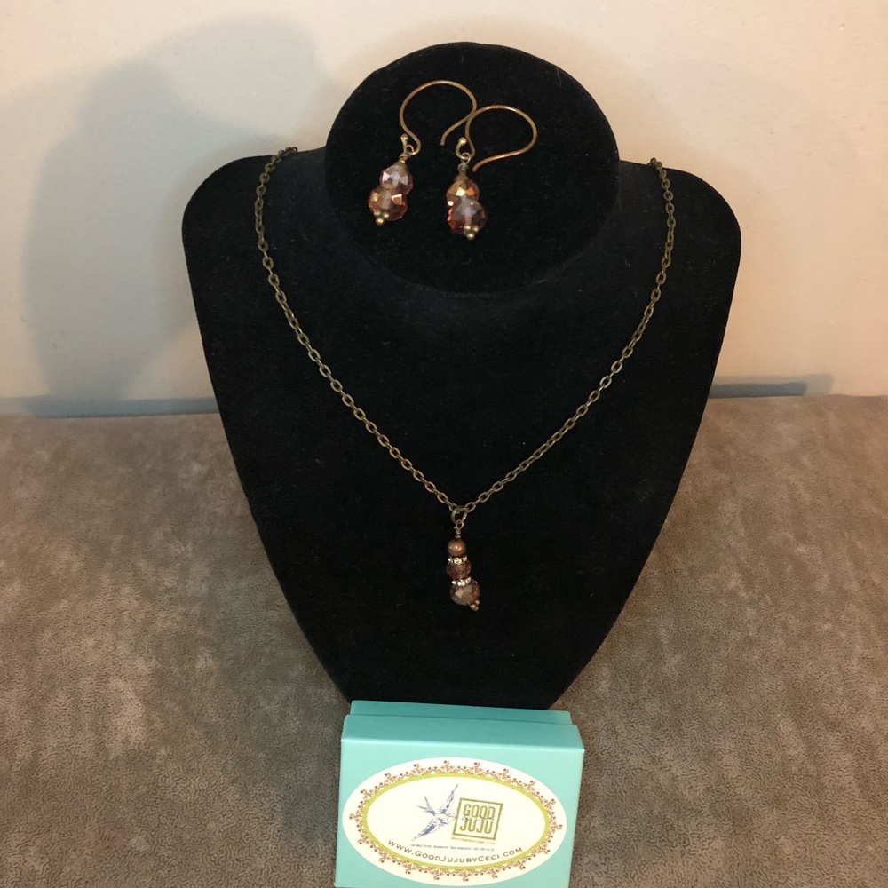 Handmade beaded necklace and earrings set